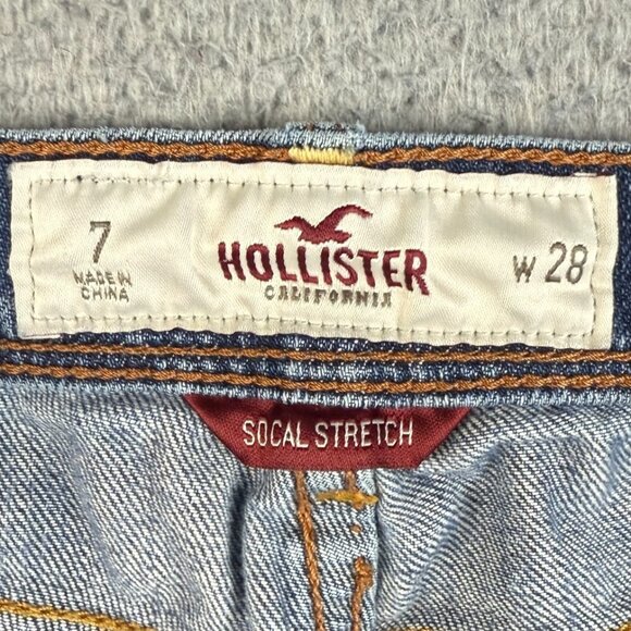 Hollister Jeans Women's Size 7 28W Blue Denim SOCAL Stretch Skinny Fit Ankle Zip - Picture 5 of 7